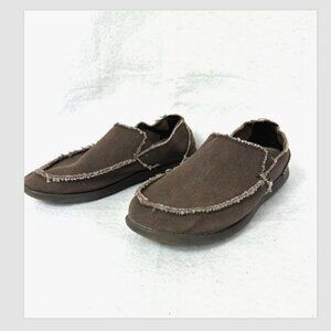 Crocs Santa Cruz Canvas Distressed Casual Moc Loafers Brown Shoes Men’s 11